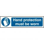 Mandatory Self-Adhesive PVC Sign (200 x 50mm) - Hand Protection Must Be Worn