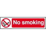 Self adhesive semi-rigid PVC No Smoking Sign (200 x 50mm). Easy to fix; simply peel off the backing and apply to a clean dry surface.