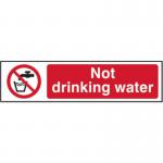 This image shows a collection of Spectrum Industrial Prohibited Signs made of 1.2mm thick Recyclable PP material. The signs feature the clear message Not Drinking Water and measure 200 x 50mm. These eye-catching signs serve as a reminder to avoid drinking water from this source.