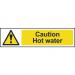 Self adhesive semi-rigid PVC Caution Hot Water Sign (200 x 50mm). Easy to fix; peel off the backing and apply to a clean and dry surface. 5116