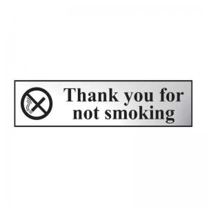 Thank You For Not Smoking Sign, Chrome Effect, Self-Adhesive PVC 200mm