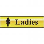 The Spectrum Industrial Washroom Signs Ladies Sign is a sleek and elegant choice for any washroom. The polished gold effect shines, while the self-adhesive PVC material ensures easy installation. Measuring 200mm x 50mm, this sign adds a touch of sophistication to any space.