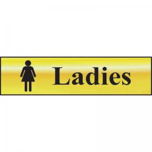 Ladies Sign, Polished Gold Effect, Self-Adhesive PVC 200mm x 50mm 6002