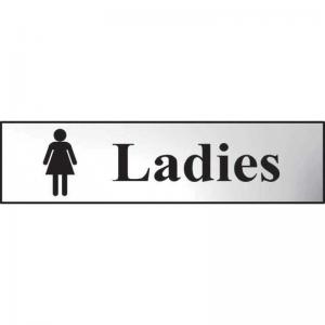 Ladies Sign, Chrome Effect, Self-Adhesive PVC 200mm x 50mm 6002C