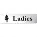 Self adhesive semi-rigid Ladies Sign in Polished Chrome Effect (200 x 50mm). Easy to fix; peel off the backing and apply. 6002C