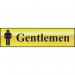 The Spectrum Industrial Washroom Signs Gentlemen Sign has a polished gold effect, made from self-adhesive PVC. Measuring 200mm x 50mm, this sign is perfect for any gentlemans washroom. The bold lettering and sleek design make it easy to read and adds a touch of elegance to any space.