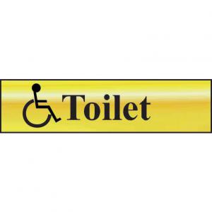 Image of Self adhesive semi-rigid Toilet with disabled symbol Sign in Polished