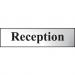 Self adhesive semi-rigid Reception Sign in Polished Chrome Effect (200 x 50mm). Easy to fix; peel off the backing and apply. 6008C