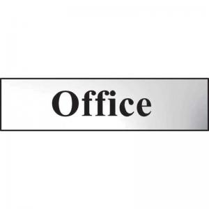 Office Sign, Chrome Effect, Self-Adhesive PVC 200mm x 50mm 6010C