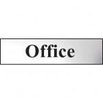 Self adhesive semi-rigid Office Sign in Polished Chrome Effect (200 x 50mm). Easy to fix; peel off the backing and apply.