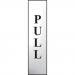 This image shows a vertical Spectrum Industrial Room Sign, with a chrome effect and a sleek self-adhesive PVC material. It measures 200mm x 50mm and has a simple yet professional look.