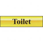 Self adhesive semi-rigid Toilet Sign in Polished Gold Effect (200 x 50mm). Easy to fix; peel off the backing and apply.