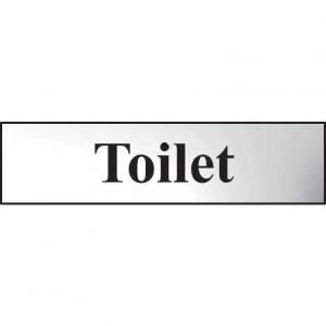 Image of Self adhesive semi-rigid Toilet Sign in Polished Chrome Effect 200 x