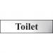 Self adhesive semi-rigid Toilet Sign in Polished Chrome Effect (200 x 50mm). Easy to fix; peel off the backing and apply. 6051C