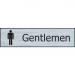 Self adhesive semi-rigid Gentlemen Sign in Stainless Steel Effect (200 x 50mm). Easy to fix; peel off the backing and apply. 6302