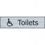 Toilets (Disabled Symbol) Sign, Stainless Steel Effect, Self-Adhesive PVC (200mm x 50mm) 6306
