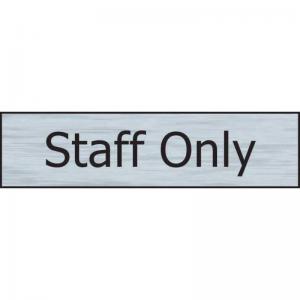 Staff Only Sign, Stainless Steel Effect, Self-Adhesive PVC 200mm x