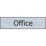 Self adhesive semi-rigid Office Sign in Stainless Steel Effect (200 x 50mm). Easy to fix; peel off the backing and apply.