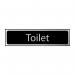 The Spectrum Industrial Washroom Signs Toilet Sign features a sleek combination of black and polished chrome effect. The self-adhesive PVC material makes it easy to install and the sign measures 200mm x 50mm. It is designed for washroom use and provides clear indication of the toilet location.
