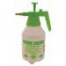 The picture shows a green and white 1.5 litre pump bottle labeled J & E Importers Ltd Garden Maintenance Centurion. The bottle has a sleek design and features a pump top for easy use. It appears to be filled with liquid, potentially a gardening product.