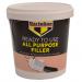 In the photo, you can see a 1kg tub of Bartoline Limited Tools ready mixed filler. The label indicates that it can be used for interior or exterior projects. The tub is labeled with the companys logo and product name. The filler appears to be a cream color and has a smooth texture. The tub also includes instructions for use and safety information. This product is ideal for filling holes and cracks in walls and ceilings.