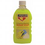This picture shows the Bartoline Limited Tools 500ml Flask Sugar Soap Concentrate. The flask is made of metal and appears to have a screw-top lid. The label on the front of the flask says Sugar Soap Concentrate with the company name and details underneath. The background of the image is a plain white surface.