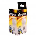 This photograph showcases a pack of Energizer light bulbs. The bulbs are LED with a GLS shape and use 5.6 watts, emitting a warm white light with a brightness of 470 lumens. The bulbs have an E27 base and can easily be screwed into any compatible fixture.