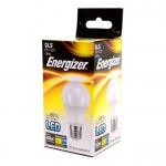 This picture shows an Energizer LED light bulb with a standard GLS shape and an E27 base. The bulb has a warm white color and emits 806 lumens of light. It has a power output of 9 watts and is suitable for use in indoor lighting fixtures.