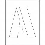 This image shows a set of Spectrum Industrial Sign Stencils that include 200mm letters from A to Z. Each letter is neatly cut out of durable material, with precise edges and clear font. The stencils are ready to use for creating professional and legible signs or messages on a variety of surfaces.