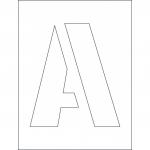 The photo shows a set of Spectrum Industrial Sign Stencils featuring 300mm letters. The stencils are arranged in a kit and include all 26 letters from A to Z. The stencils are made from durable material and have a clean, professional look. The letters are clear and easy to read, making them perfect for signage and labeling projects.