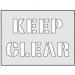 The photo shows a Spectrum Industrial Sign Stencil with a Keep Clear message. The stencil measures 190 x 300mm and is numbered 9507. The background is a bright white and the letters are bold black, creating a clear and professional design. It is suitable for industrial use and provides a clear and direct message to anyone who sees it. The stencil appears durable and easy to use.