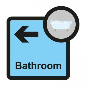 Image of Assisted Living Sign Bathroom arrow left - SA FMX 305 x 310mm