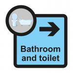 Assisted Living Sign: Bathroom and toilet arrow right - S/A FMX (305 x 310mm)