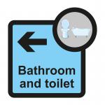 Assisted Living Sign: Bathroom and toilet arrow left - S/A FMX (305 x 310mm)