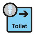 Assisted Living Sign: Toilet arrow right - SA FMX (305 x 310mm) ALS008
