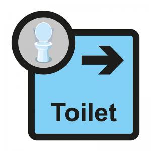 Image of Assisted Living Sign Toilet arrow right - SA FMX 305 x 310mm