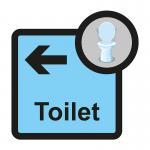 Assisted Living Sign: Toilet arrow left - SA FMX (305 x 310mm) ALS009