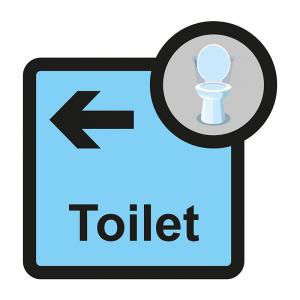 Image of Assisted Living Sign Toilet arrow left - SA FMX 305 x 310mm