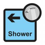Assisted Living Sign: Shower arrow left - SA FMX (305 x 310mm) ALS012