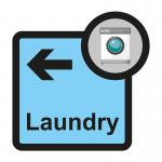 This photo is of a Spectrum Industrial Directional Sign for an Assisted Living facility. The sign is 305 x 310mm and has a Laundry arrow pointing left. The letters SA FMX are displayed on the sign. Perfect for guiding residents and visitors to the laundry area.