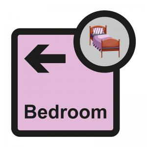 Image of Assisted Living Sign Bedroom arrow left - SA FMX 305 x 310mm