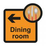 Assisted Living Sign: Dining Room arrow left - S/A FMX (305 x 310mm)