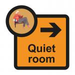 Assisted Living Sign: Quiet Room arrow right - S/A FMX (305 x 310mm)