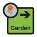 This image features a Spectrum Industrial Directional Sign for Assisted Living, with a garden arrow pointing right. The sign is SA FMX sized at 305 x 310mm and is labeled as ALS111.