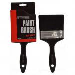 This photograph features a 100mm (4in) Basics Quality Paint Brush from Centurion Europe Limited Tools. The brush has a sleek black handle and soft, tightly-packed bristles that are perfect for applying smooth, even coats of paint.