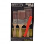 This image features a 5pc Craftsman Pro Brush Set with Comb BH207P from Centurion Europe Limited Tools. The set includes a variety of brushes, each with a different size and shape, perfect for all your crafting needs. The bristles are soft and durable, making them suitable for a range of materials. The set comes neatly packaged in a plastic case for easy storage and organization. The black handles are comfortable to hold and provide a sturdy grip for precise application.
