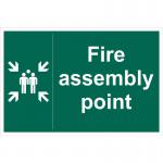 In the photo, there is a Spectrum Industrial Safety Signs Educational Sign with the words Fire Assembly Point written on it. The sign is made of PP material and measures 400 x 300mm. Its product code is EDU001.