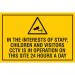 The Spectrum Industrial Safety Signs Educational Sign features the message In the interests of staff, children and visitors CCTV is in operation on this site 24 hours a day printed in bold lettering on a white background. The sign measures 400 x 300mm and has the code EDU017 at the bottom.