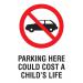 The Spectrum Industrial Safety Signs Educational Sign is a powerful warning against parking in unauthorized areas. A bright yellow background with bold black text and an eye-catching red stop sign graphic demand attention. The large size of 600 x 400mm ensures the message is visible from a distance, making it an effective tool for promoting safety in industrial settings. The stark reminder that parking here could cost a childs life serves as a sobering reminder to follow strict safety protocols. Perfect for educating employees and visitors about the potential dangers of disregarding parking rules.
