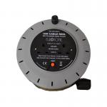 A photo of Europasonic (UK) Ltds Switched Extension Leads and Surge Protection Extensions shows a long, black extension cable reel with a 10m length. The cable is neatly coiled and the ends have white sockets and switches. The packaging features a brand logo and product information.